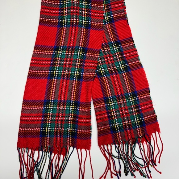 Lands' End Accessories - Lands End Red Blue Green Tartan Plaid Scarf with Fringe 68” x 14”